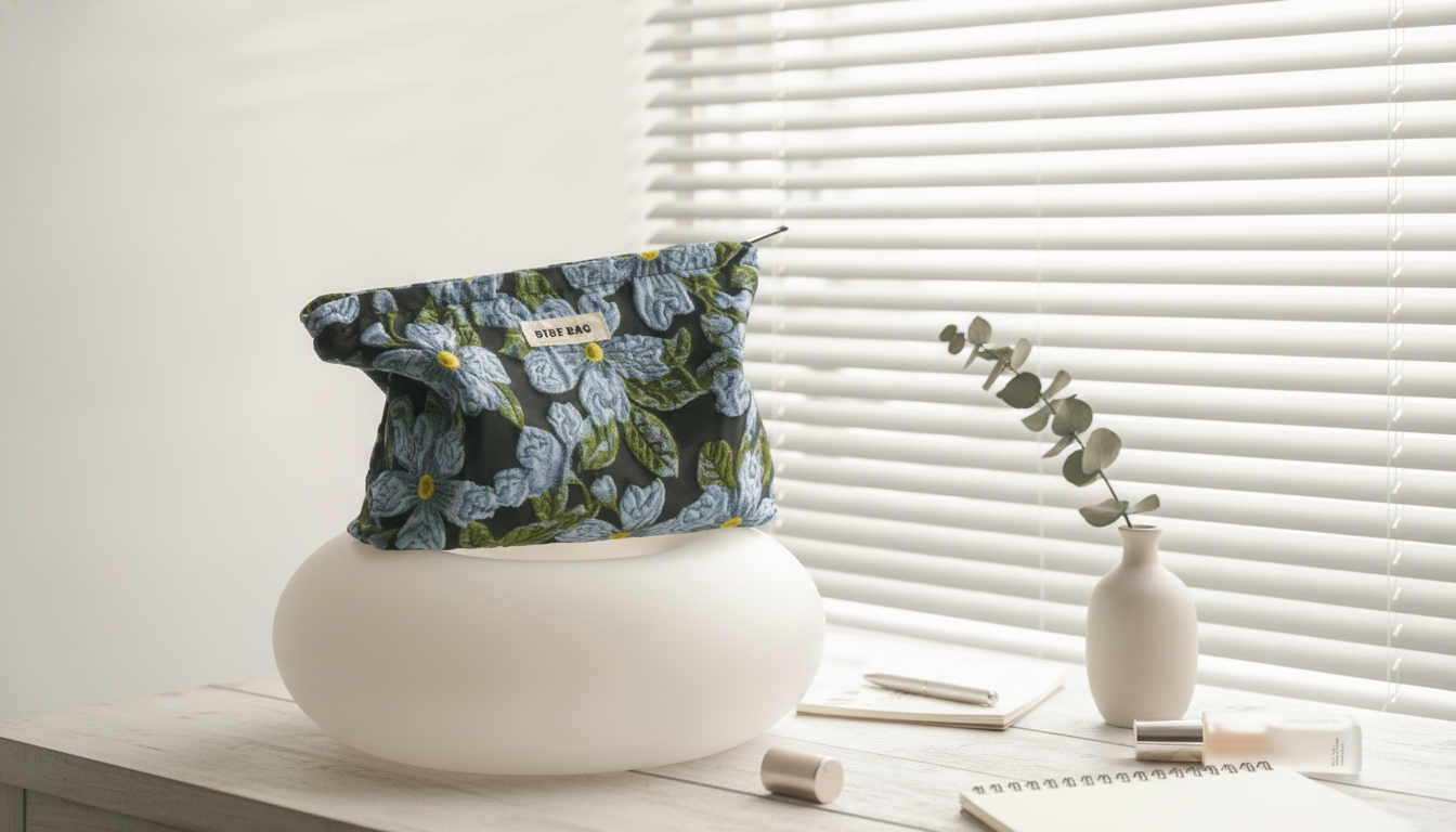 Blue Vintage Floral Makeup Travel Clutch for Essentials